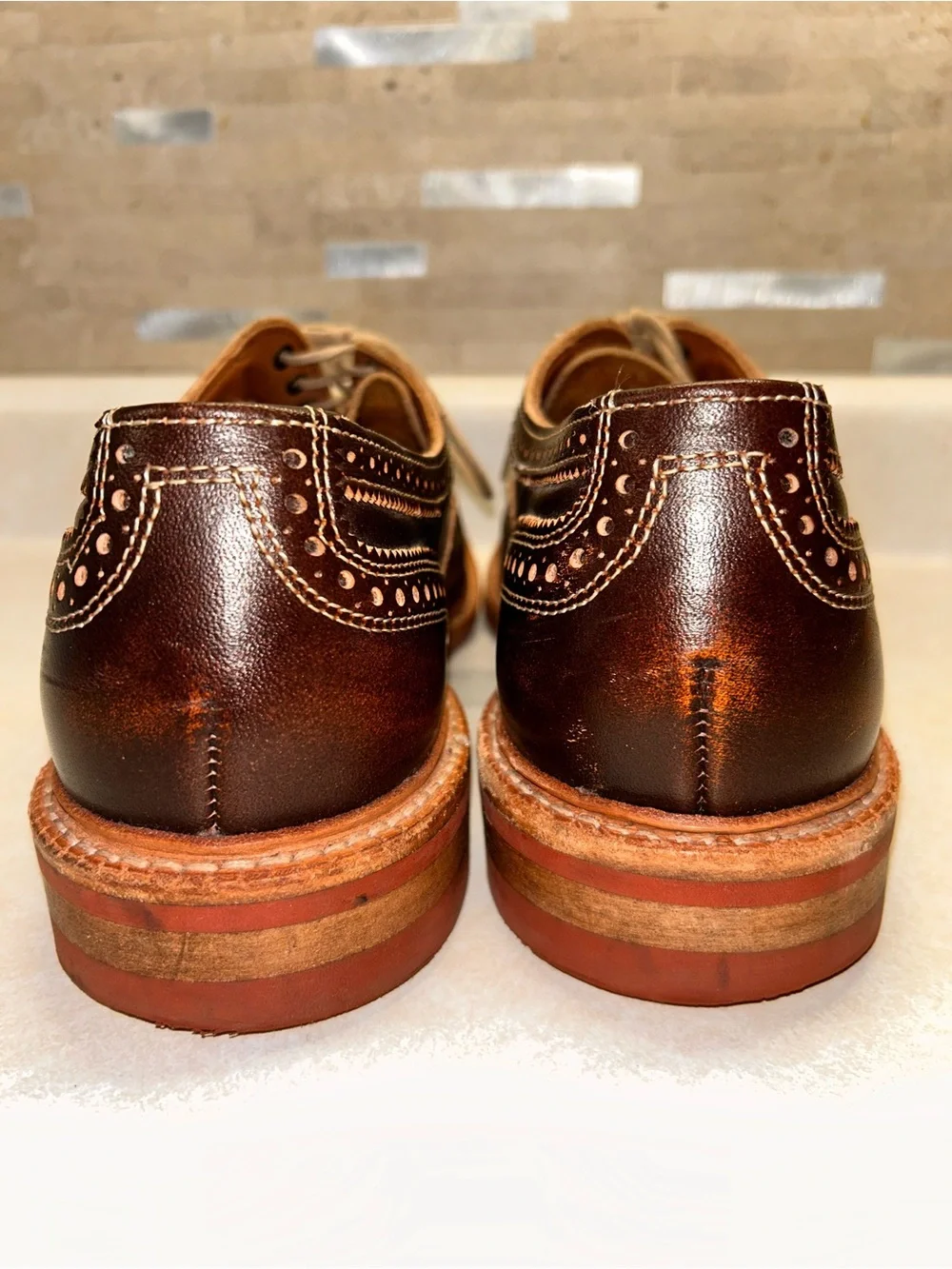 Allen Edmonds Strandmok Classic Men's Brown Wingtip Shoes 10.5